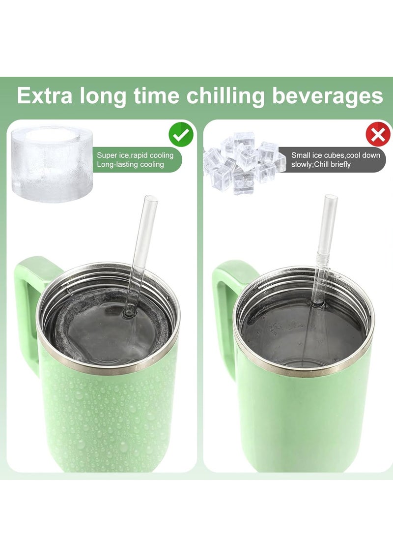 Ice Cube Tray For Stanley Cup Silicone Ice Cube Maker With Lid For 30-40Oz Tumbler For Chilling Whiskey Cocktails Drinks Coffee Easy Fill And Release Ice Maker BPA Free Green