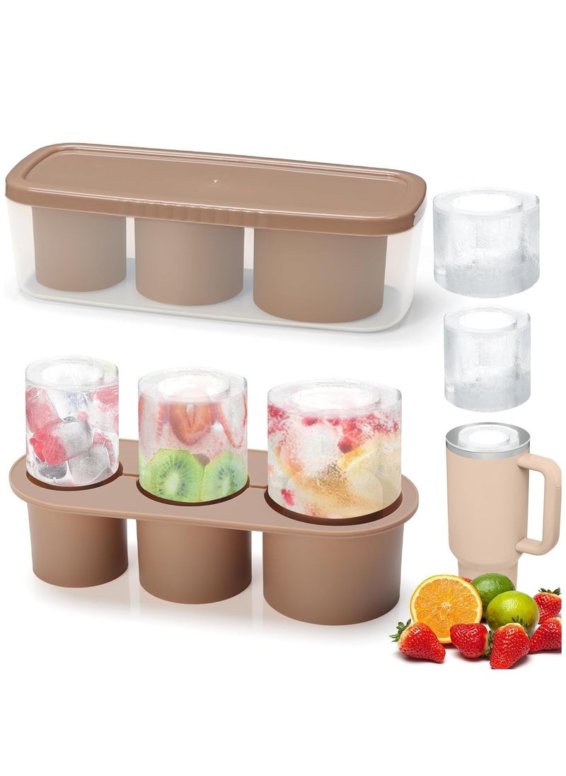 Ice Cube Tray For Stanley Cup Silicone Ice Cube Maker With Lid For 30-40Oz Tumbler For Chilling Whiskey Cocktails Drinks Coffee Easy Fill And Release Ice Maker BPA Free