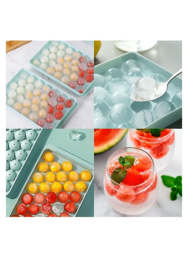 3 PCS Round Ice Cube Tray With A Shovel And A Clip Making Molds For Boxed Hockey Balls Can Make 99Pcs 2.5cm Puck For Chilled Juice Blue