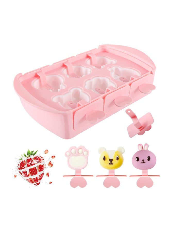 Silicone Popsicle Molds BPA Free Mini Animal Popsicle Moulds Cartoon Ice Pop Molds for Kids Popsicle Maker Mold with Lovely Sticks and Drip Guards