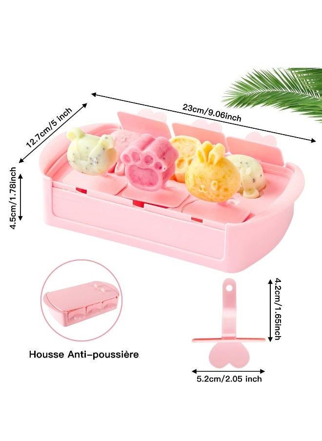 Silicone Popsicle Molds BPA Free Mini Animal Popsicle Moulds Cartoon Ice Pop Molds for Kids Popsicle Maker Mold with Lovely Sticks and Drip Guards