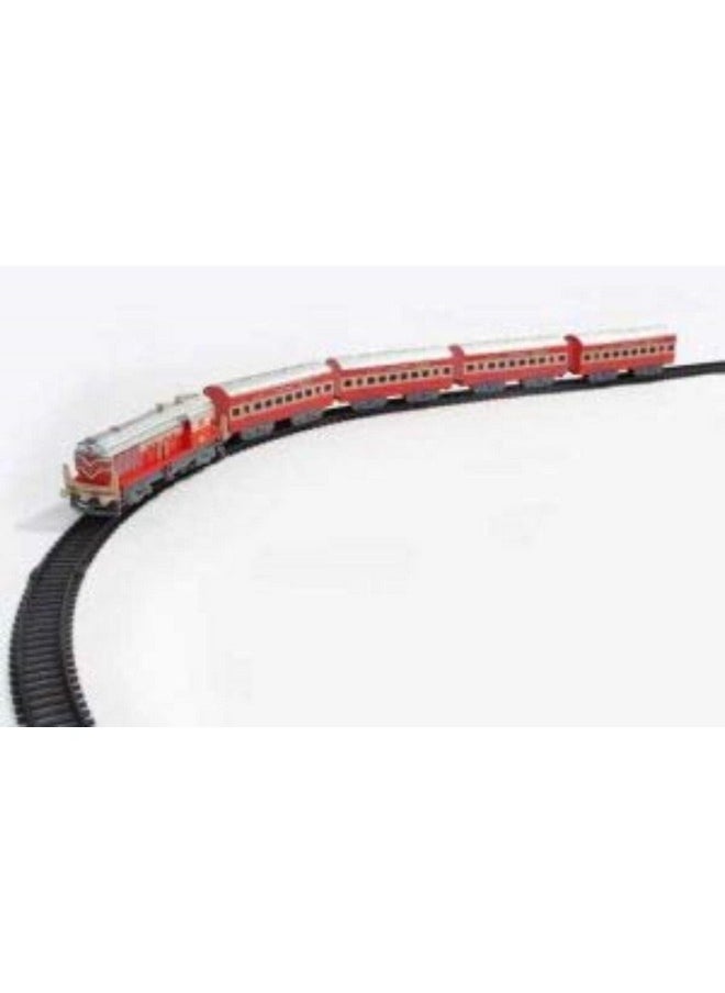 Toys Plastic Indian Passenger Train With Coaches & Railway Track, Pack Of 19, Multicolour