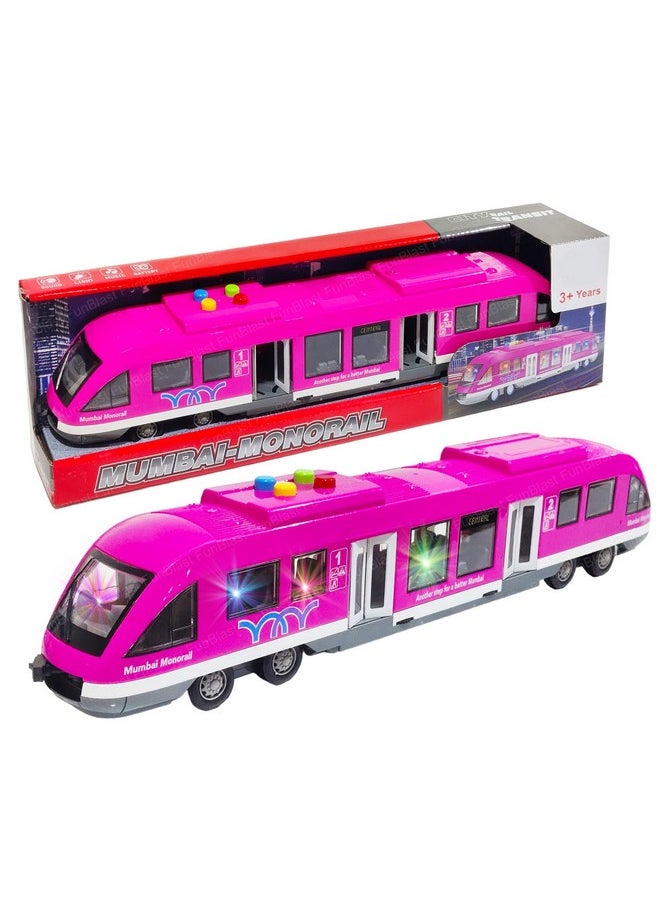 Metro Train Toy For Kids- Friction Power Toy Train For Kids With Light And Sound Effects | Toys For 3+ Year Old Kids|Boys (Pink)