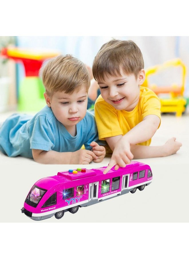 Metro Train Toy For Kids- Friction Power Toy Train For Kids With Light And Sound Effects | Toys For 3+ Year Old Kids|Boys (Pink)