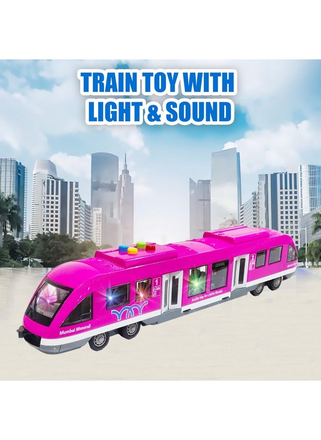 Metro Train Toy For Kids- Friction Power Toy Train For Kids With Light And Sound Effects | Toys For 3+ Year Old Kids|Boys (Pink)