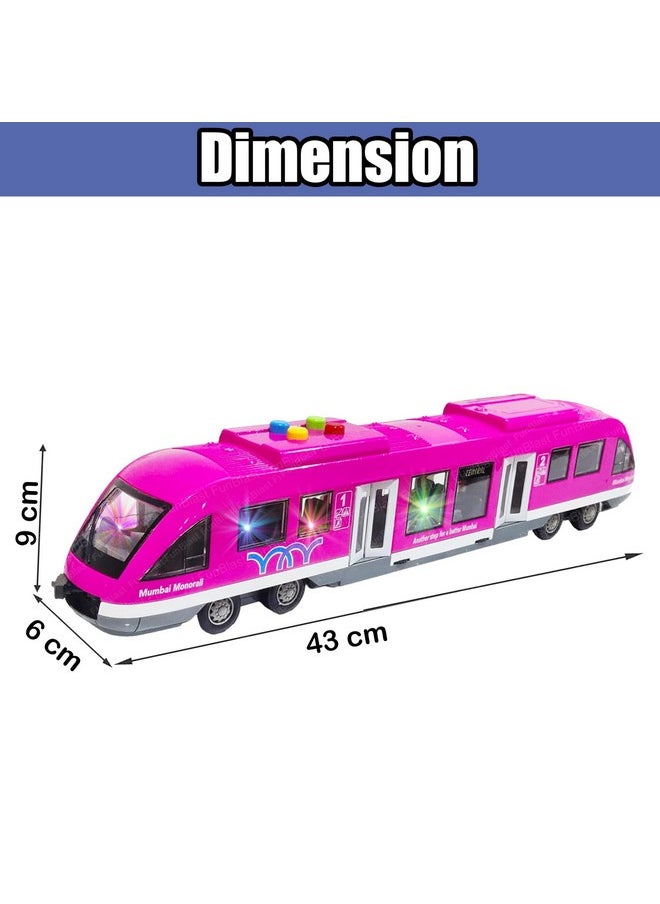 Metro Train Toy For Kids- Friction Power Toy Train For Kids With Light And Sound Effects | Toys For 3+ Year Old Kids|Boys (Pink)