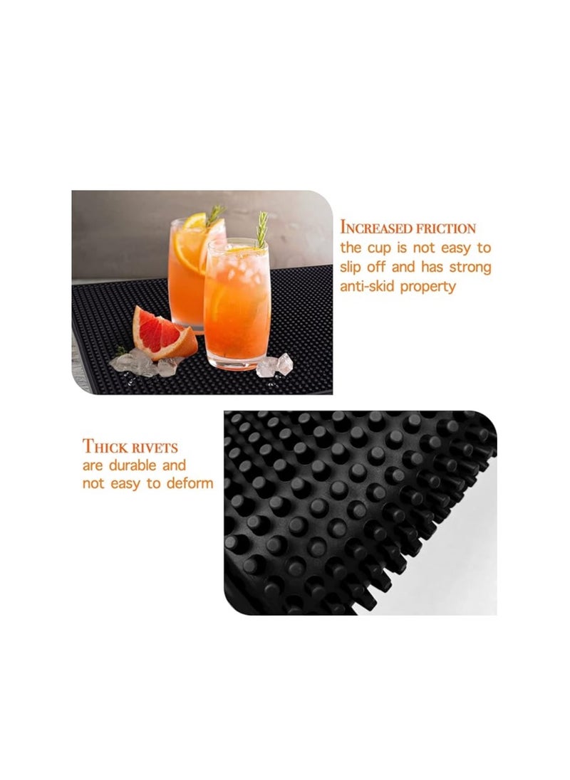 Non-slip bar service mat, leak-proof cup bases for the bar and kitchen, black