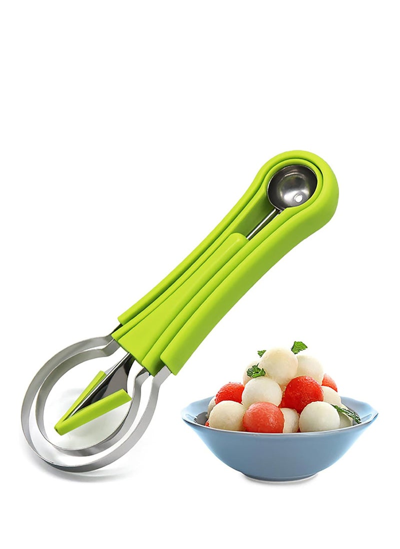 4 In 1 Stainless Steel Fruit Scooper Seed Remover Melon Baller Double Sided Melon Baller for Watermelon Ice Cream