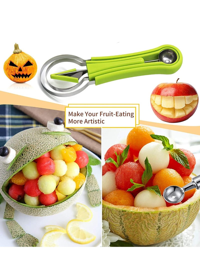 4 In 1 Stainless Steel Fruit Scooper Seed Remover Melon Baller Double Sided Melon Baller for Watermelon Ice Cream