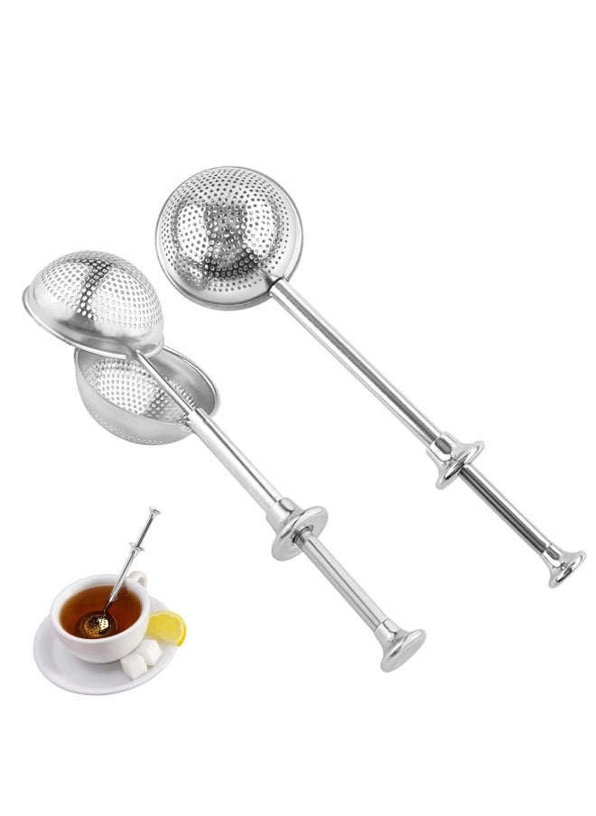 Tea Infuser, Stainless Steel Tea Strainer Mesh Ball Shape Tea Filter for loose tea leaves, 2 pieces, silver