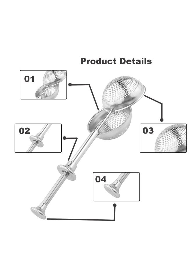 Tea Infuser, Stainless Steel Tea Strainer Mesh Ball Shape Tea Filter for loose tea leaves, 2 pieces, silver