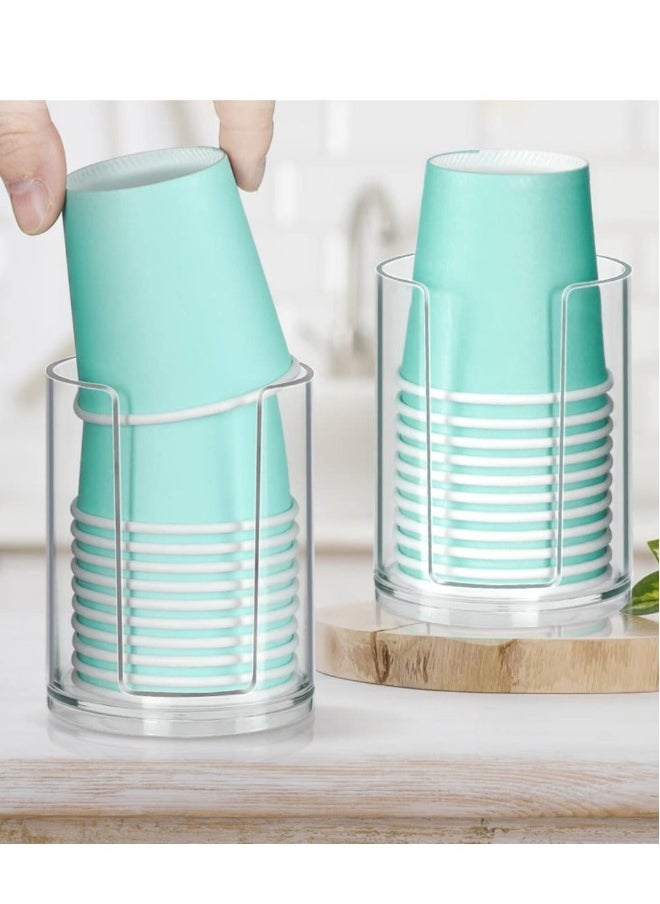 Clear Cup Dispenser Bathroom Cup Dispenser Disposable Mouthwash Cups Holder Fit 3oz 4oz Small Paper Cups Cup Storage Stand Cup Holder for Countertop