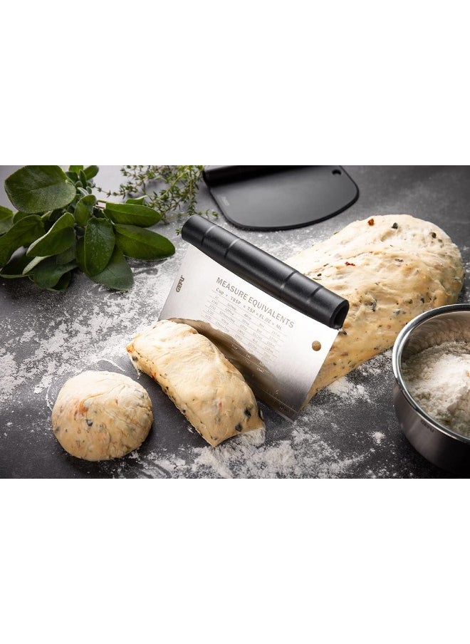 GEFU 14591 Dutch Spatula Set - Dough Spatula and Dough Cutter with Measuring Scale, Dough Card, Dough Scraper, 2 Pieces