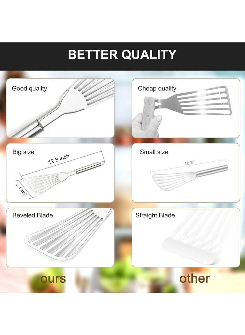 2 Pcs Fish Spatula,Thickness Blade Spatulas Turner for Cooking, Flipping, Turning, Frying and Grilling