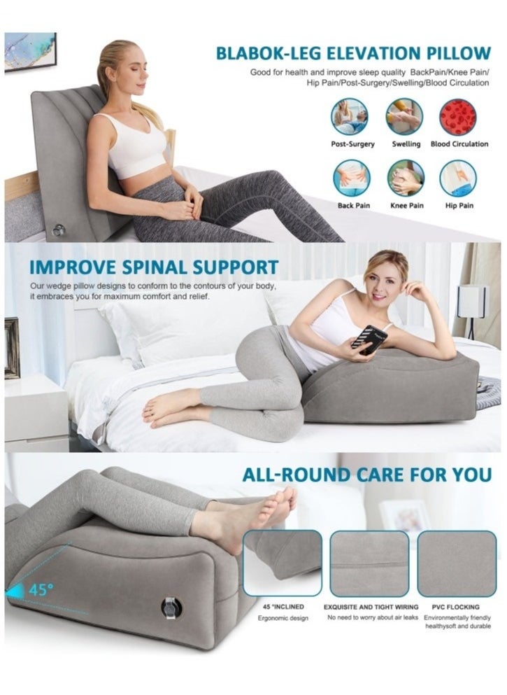 Leg Elevation Pillow Inflatable Wedge Pillows Comfort Leg Pillows for Sleeping Improve Circulataion and Reduce Swelling Suitable for Improving Sleep Quality Pregnant Surgery and Injury Recovery