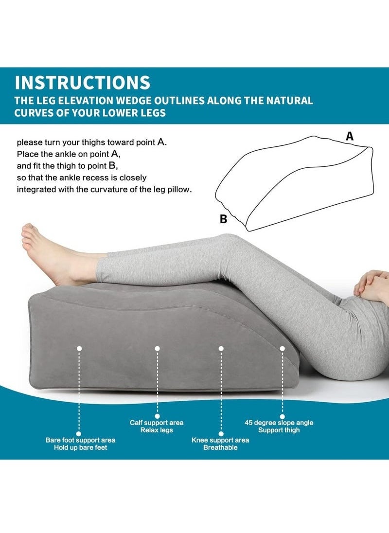 Leg Elevation Pillow Inflatable Wedge Pillows Comfort Leg Pillows for Sleeping Improve Circulataion and Reduce Swelling Suitable for Improving Sleep Quality Pregnant Surgery and Injury Recovery