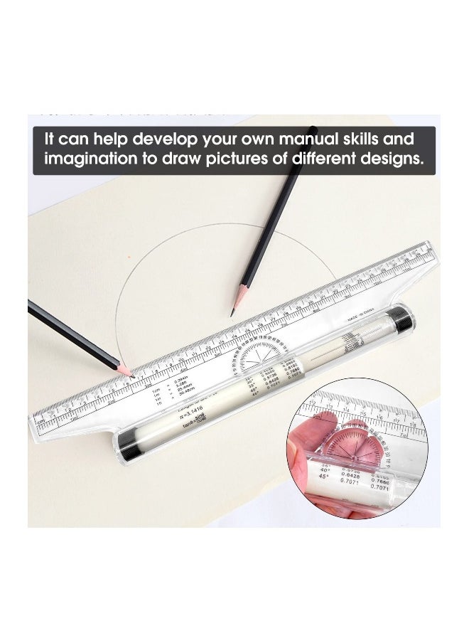 12 Inch Measuring Rolling Ruler Plastic Multifunctional Drawing Parallel Rolling Ruler Circle Arc Drawing Design Rulers for Drawing Parallel Lines Circles