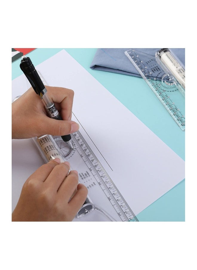 12 Inch Measuring Rolling Ruler Plastic Multifunctional Drawing Parallel Rolling Ruler Circle Arc Drawing Design Rulers for Drawing Parallel Lines Circles