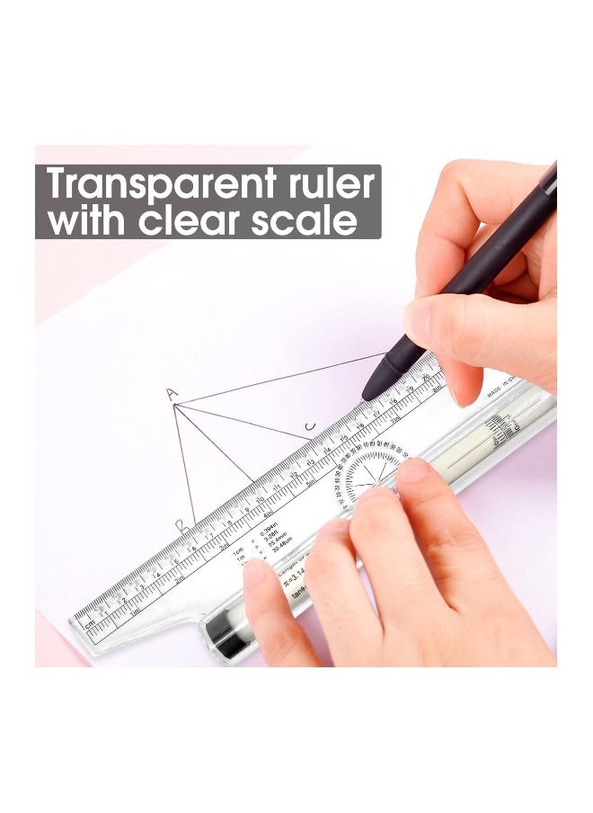 12 Inch Measuring Rolling Ruler Plastic Multifunctional Drawing Parallel Rolling Ruler Circle Arc Drawing Design Rulers for Drawing Parallel Lines Circles