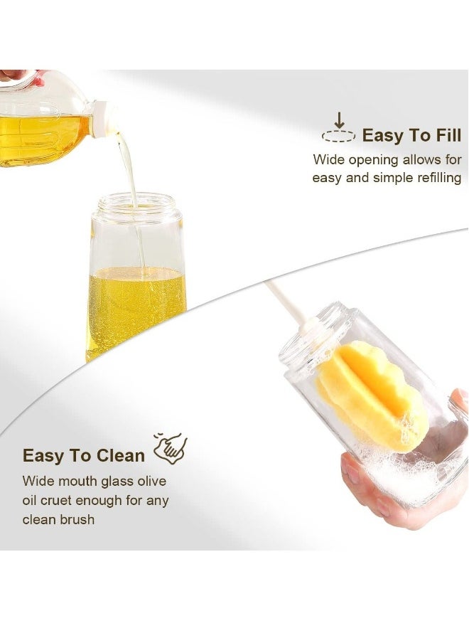 Olive Oil Dispenser Bottle - 20oz/600ml with Auto Flip Cap, No-Drip Spout, Non-Slip Handle - Perfect for Kitchen Cooking