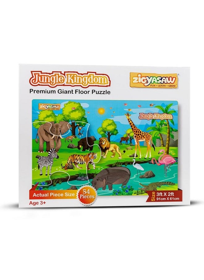 Kid - Jungle Kingdom Premium Giant Cardboard Floor Puzzle Game|Puzzle Game|Puzzle Size 36 Inches X 24 Inches When Assembled|Pre School Game Equipment - Large Floor Puzzle - 54 Pieces