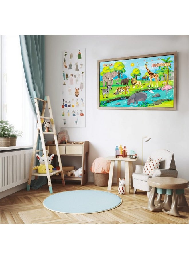 Kid - Jungle Kingdom Premium Giant Cardboard Floor Puzzle Game|Puzzle Game|Puzzle Size 36 Inches X 24 Inches When Assembled|Pre School Game Equipment - Large Floor Puzzle - 54 Pieces