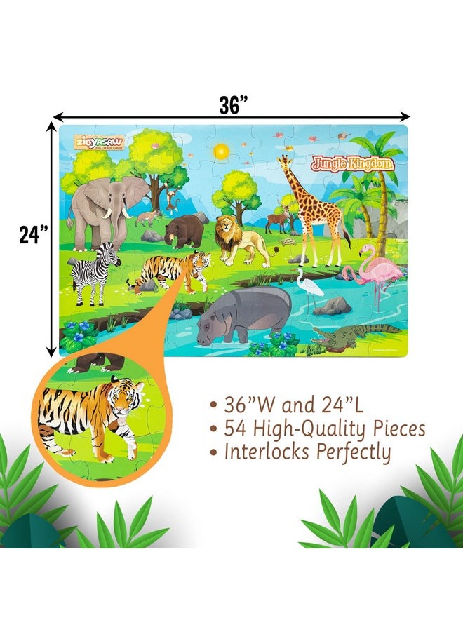 Kid - Jungle Kingdom Premium Giant Cardboard Floor Puzzle Game|Puzzle Game|Puzzle Size 36 Inches X 24 Inches When Assembled|Pre School Game Equipment - Large Floor Puzzle - 54 Pieces