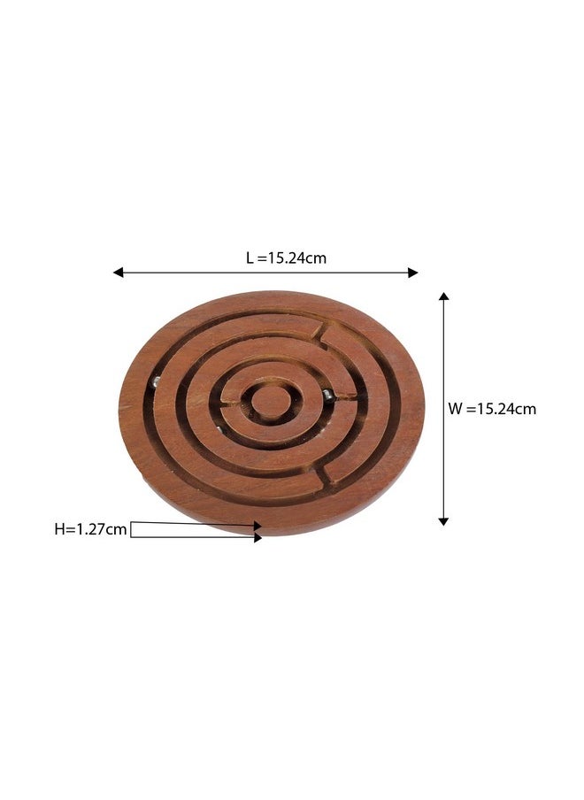 Bada Bhool Bhulaiyaa (Pack Of 1) - Wooden Maze Puzzle With Steel Balls | Swirl Ball-In-A-Maze Labyrinth Game | Handcrafted Indian Toy | Travel-Friendly Brain Teaser For Kids |