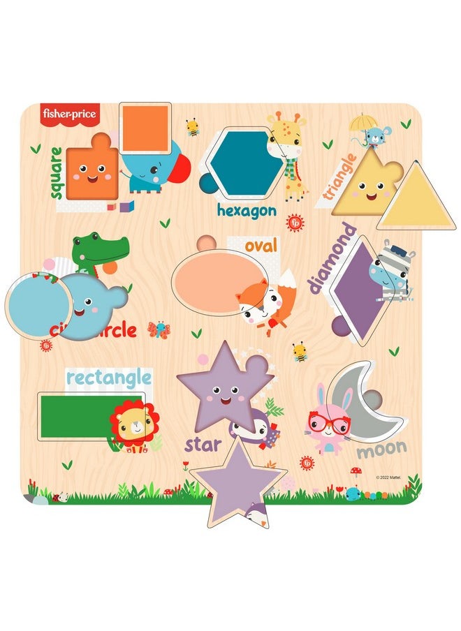 Fisher Price Wooden Shapes Montessori Educational Pre-School Puzzle Toy For Kids (12X12 Inches)
