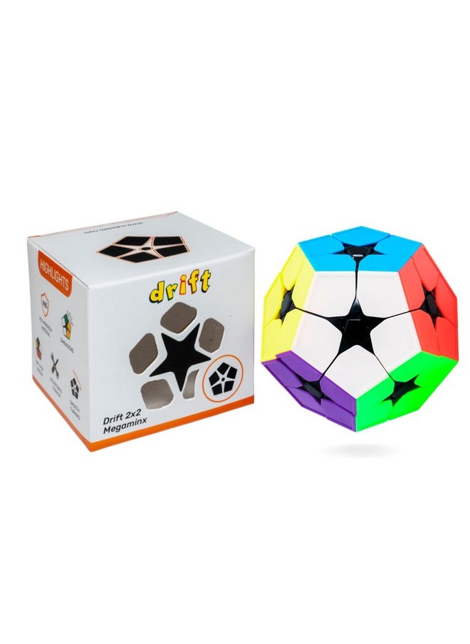 Drift Megaminx 2X2 Stickerless Speedcube Puzzle For Kids & Adults | 12 Sided Unique Challenging Puzzle With Adjustable Tension & Anti-Pop Design