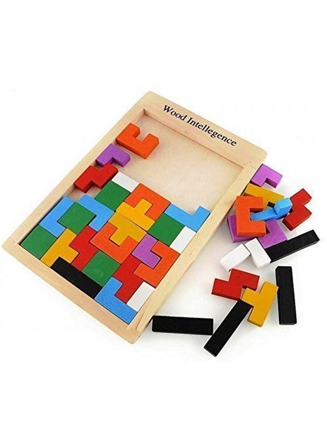 Shoro Wooden Jigsaw Puzzle Tetris (40 Pieces) Tangram Brain Teaser