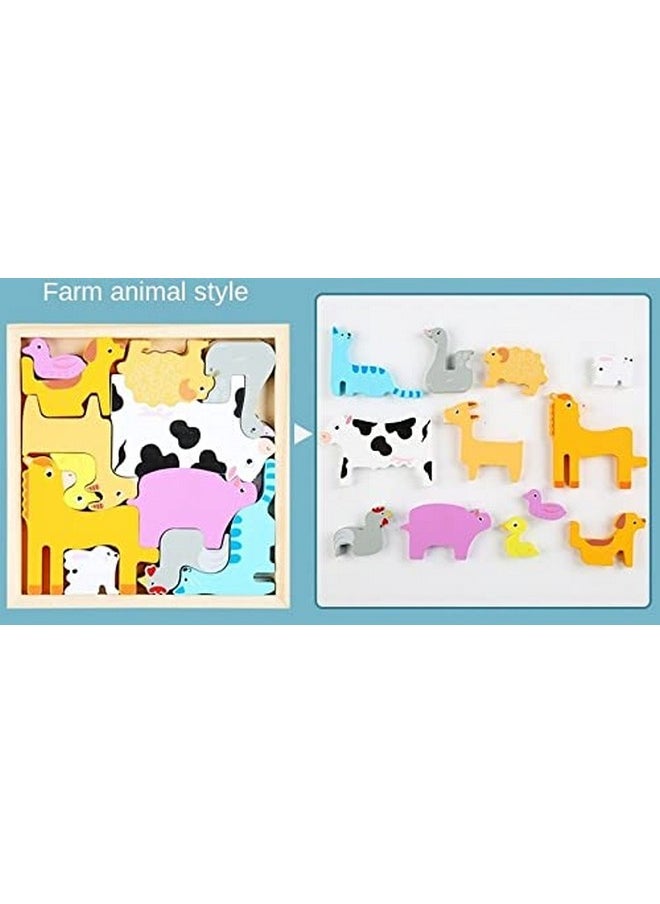 3+ Years Handcrafted 3D Wooden Jigsaw Puzzle; Pre Education Alphabet & Number Learning Multicolour Toy Blocks For Boys And Girls (16 Cm X 16 Cm, Pet Animals)
