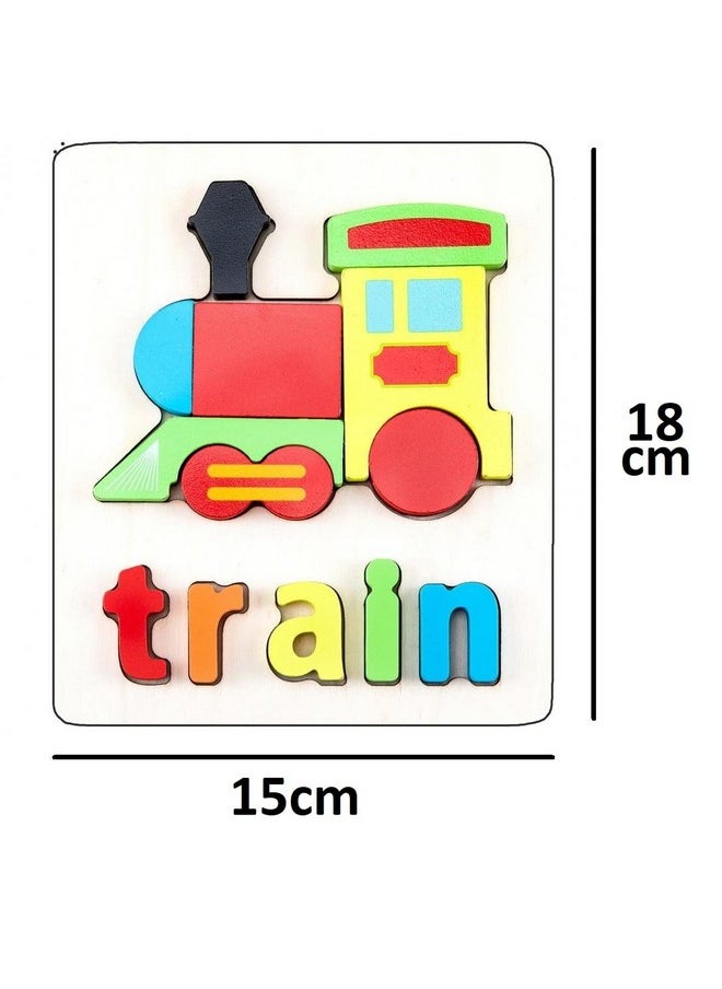 3+ Years Handcrafted 3D Wooden Jigsaw Puzzle; Pre Education Alphabet & Number Learning Multicolour Toy Blocks For Boys And Girls (15 Cm X 18 Cm, 4 X Vehicles)