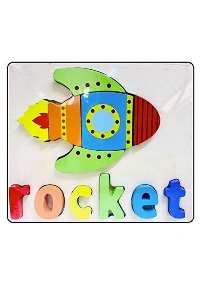 3+ Years Handcrafted 3D Wooden Jigsaw Puzzle; Pre Education Alphabet & Number Learning Multicolour Toy Blocks For Boys And Girls (15 Cm X 18 Cm, 4 X Vehicles)