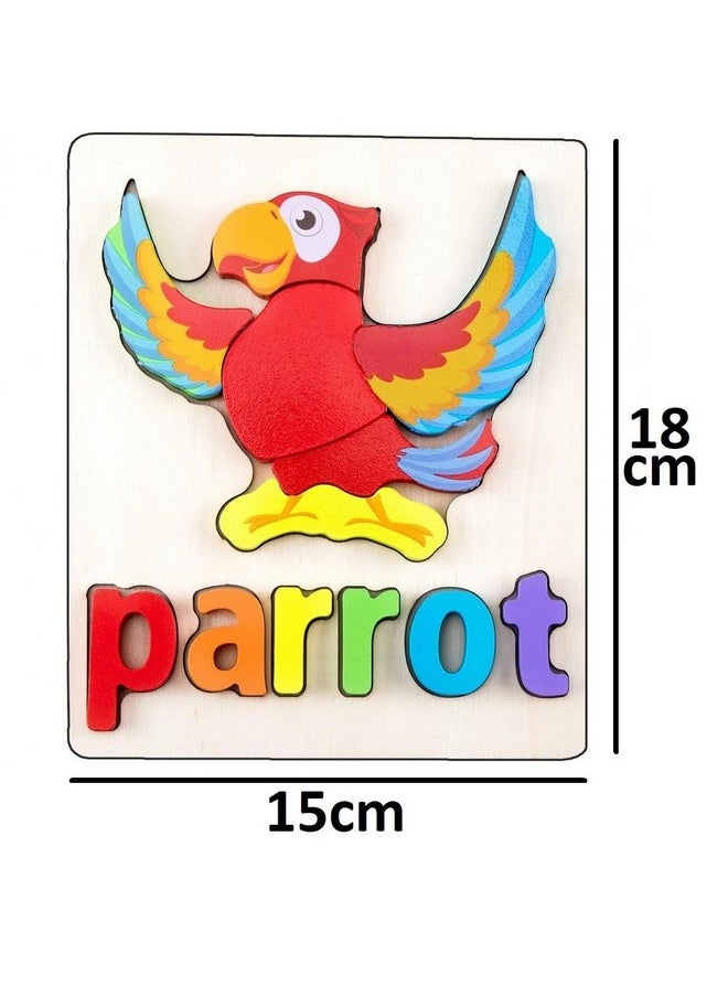 3+ Years Handcrafted 3D Wooden Jigsaw Puzzle; Pre Education Alphabet & Number Learning Multicolour Toy Blocks For Boys And Girls (15 Cm X 18 Cm, 3 X Birds)