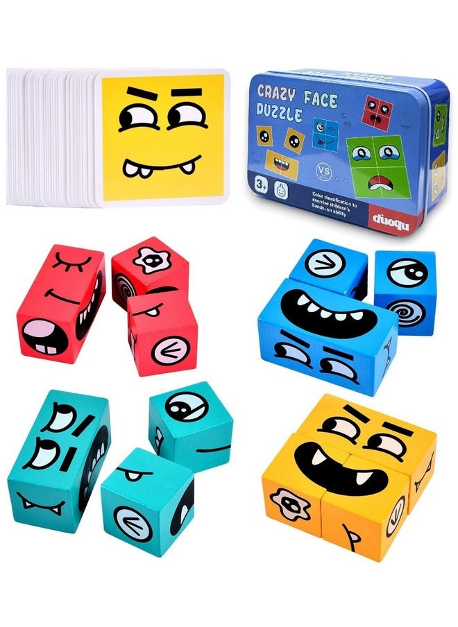 Face Change Rubika Cube Game Brain Teaser Wooden Puzzle Educational Toy Cards For Kids And Adult