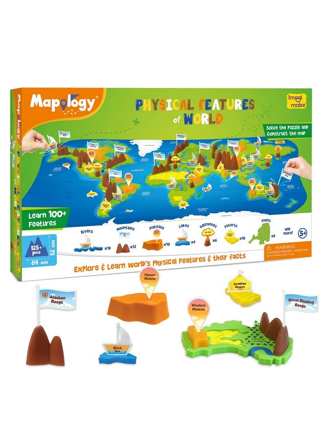 Mapology Physical Features Of World Map | 3D Puzzle & Construction Toys For Kids | Birthday Gift For Girls & Boys Ages 5,6,7,8,9,10,11,12 | Diy Science Kit For Kids