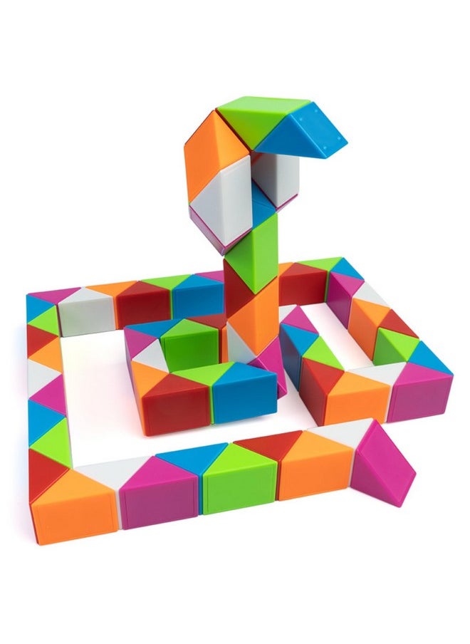 Magic Snake Rainbow Puzzle Cube (72 Wedges) | Twist And Turn Shape Creation Fun Game For Kids Boys Girls And Adults | Multicolor Brain Teaser Stress Buster Toy | For Ages 3 Years And Above