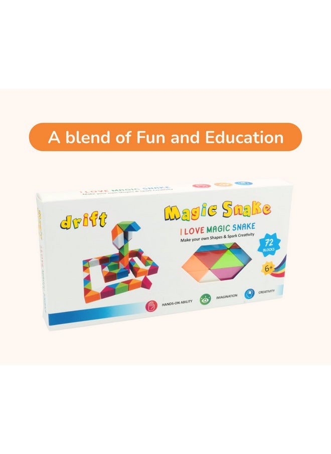Magic Snake Rainbow Puzzle Cube (72 Wedges) | Twist And Turn Shape Creation Fun Game For Kids Boys Girls And Adults | Multicolor Brain Teaser Stress Buster Toy | For Ages 3 Years And Above