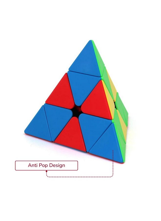 Drift Pyraminx Stickerless Magic Speedcube Puzzle Toy | Triangle Pyramid Shape Speedy Stress Buster Brainstorming Cubic Puzzle | Suitable For Boys Girls Kids Adults