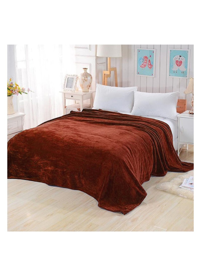 Silky Soft Plain Bed Blanket Single Microfiber Brick Red 150x200cm