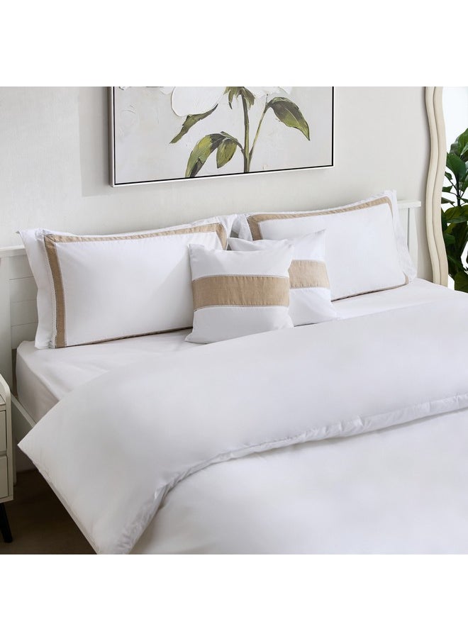 White Haven Linen Broad Border 5-Piece King Comforter Set 220 x 240 cm