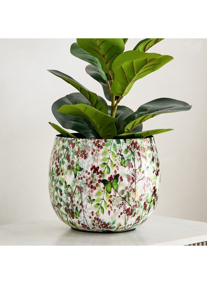 Berry Enamelled Metal Planter 26 x 21.5 x 26 cm