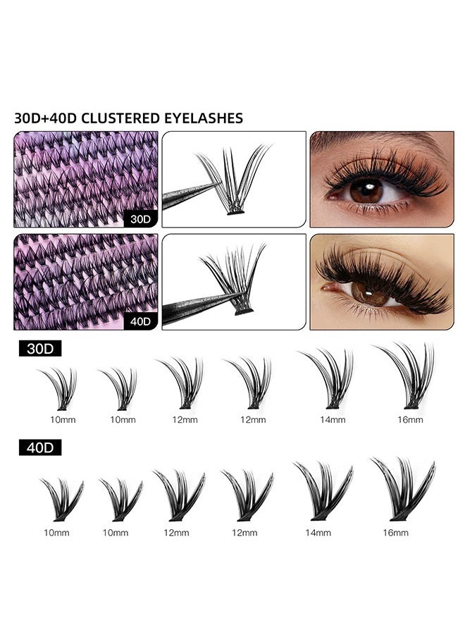 240 Pcs Lash Clusters Set Eyelash Extensions Wispy False Eyelashes 30D & 40D Lash Clusters DIY Eyelash Extensions Individual False Eyelashes for Women