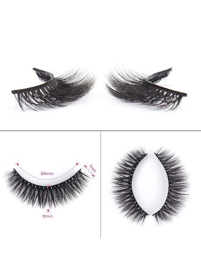 False Eyelash, Eye Makeup Lash 3D Faux Mink Fake Eyelash Long Natural Eyelashes 3 Pairs With 5G False Eyelash Glue (Cs14)