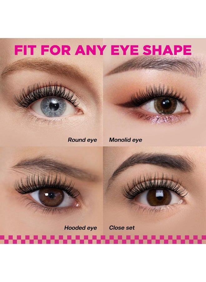 False Eyelash, Eye Makeup Lash 3D Faux Mink Fake Eyelash Long Natural Eyelashes 3 Pairs With 5G False Eyelash Glue (Cs30)