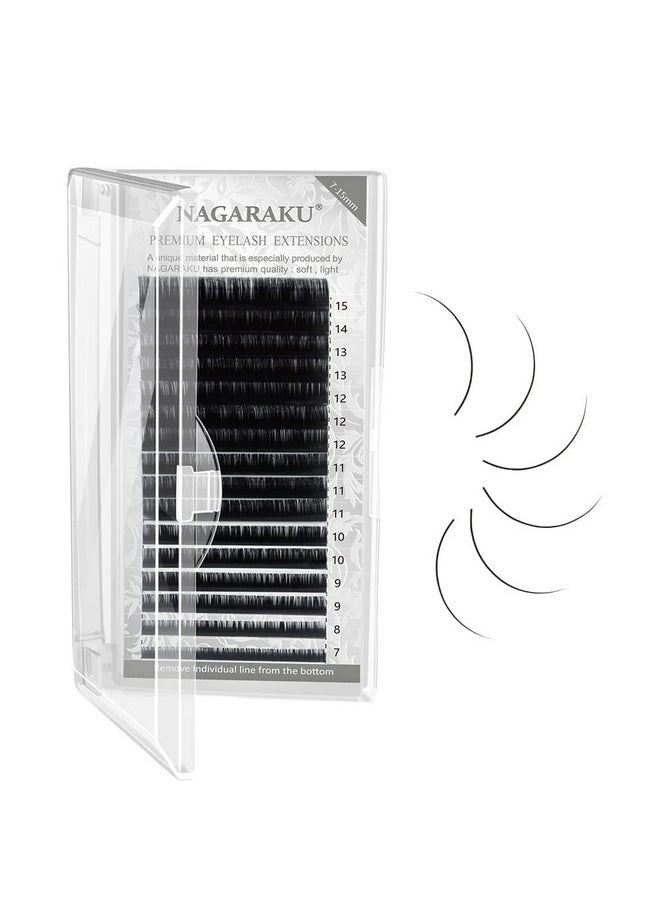 Eyelash Extensions Individual Lashes 0.20 Thickness Curl-C 7-15Mm Mix Synthetics Classic 16 Rows Matte Black Soft Natural (0.20 Thickness, C Curl)