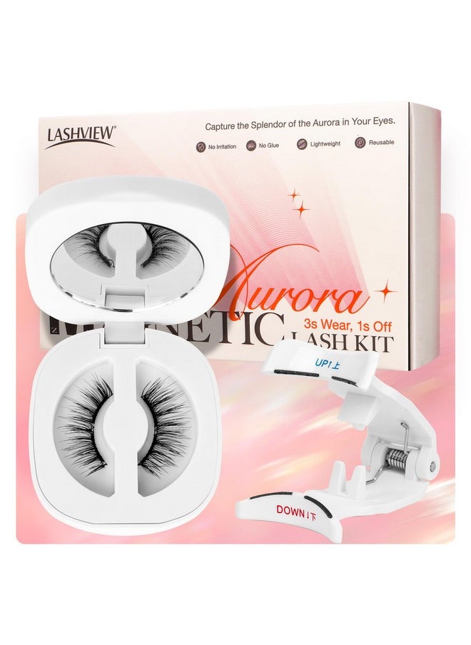 Magnetic Eyelashes Natural Look,1 Pair Reusable Magnetic Eyelashes With Applicator, No Glue Needed Magnetic Eyelashes Magnetic Lashes Kit,Easy To Wear And Remove(A02)