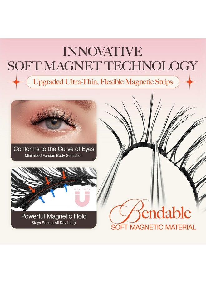 Magnetic Eyelashes Natural Look,1 Pair Reusable Magnetic Eyelashes With Applicator, No Glue Needed Magnetic Eyelashes Magnetic Lashes Kit,Easy To Wear And Remove(A02)