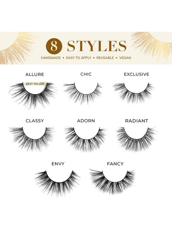 Luxury Synthetic Lite False Eyelashes - Full Length Lash Extension 15Mm - Wispy Look - Natural Volume - Flare Shape - Reusable Fake Lashes 15X - Lash Glue Not Included (Envy)